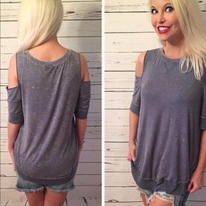 Super soft cold shoulder oversized tee